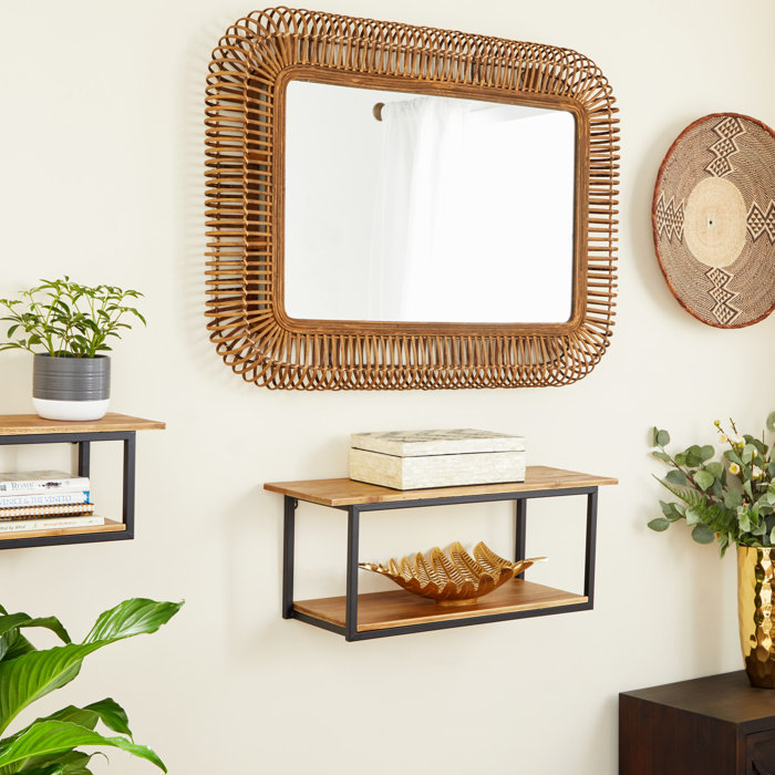 Teagan Rectangle Rattan Wall Mirror & Reviews Joss & Main